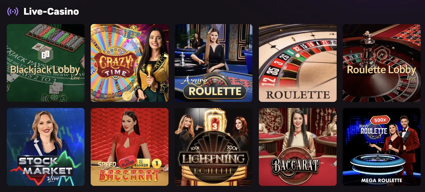 Bereich „Live-Spiele“ – Illustration